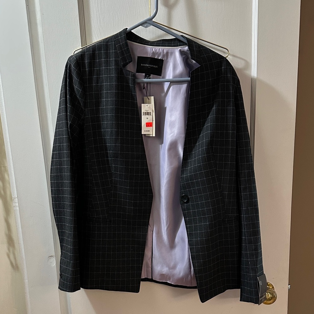Banana Republic Factory Black/purple windowpane  Blazer